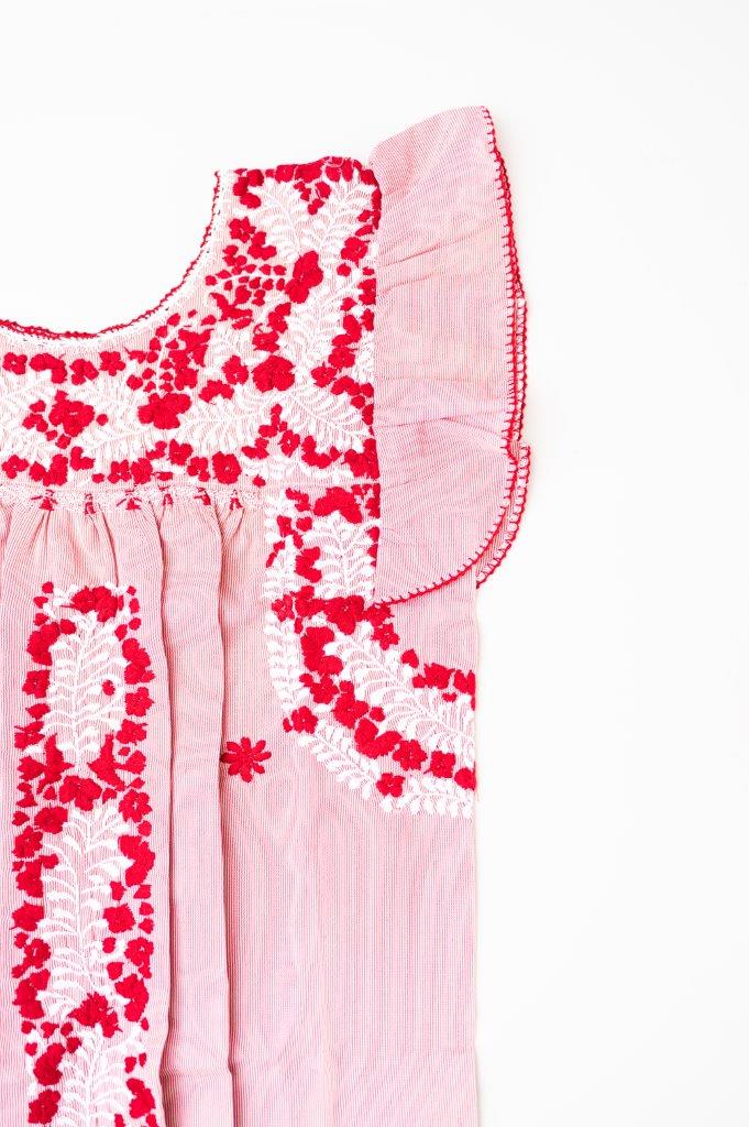 Sara Dress | Red & White Stripes with Red