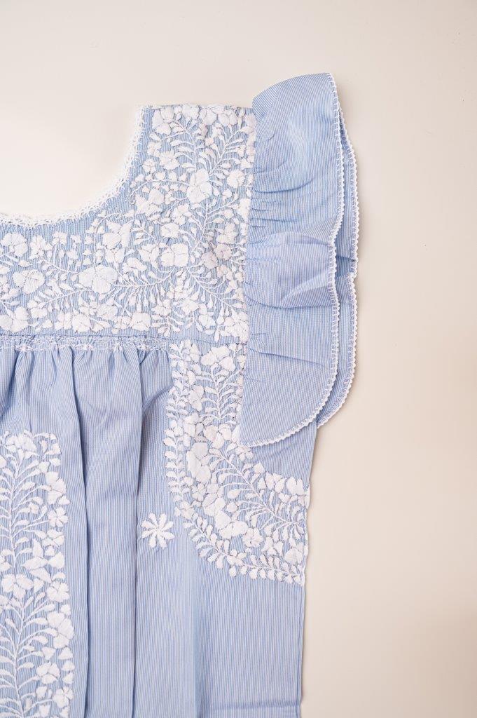 
                  
                    Sara Dress | Thin Blue Stripes with White
                  
                