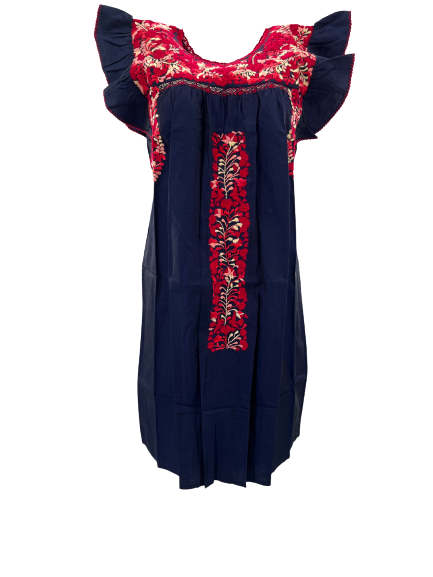 Sara Dress | Navy with Red Ombre