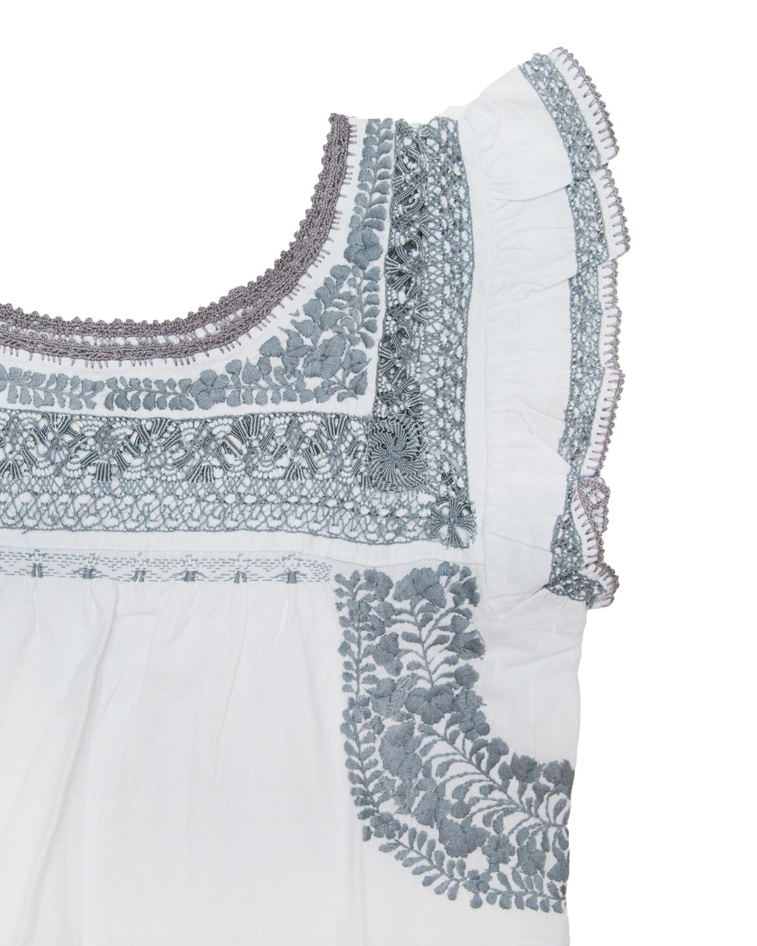 Teresa Deshilado Dress | White with Gray
