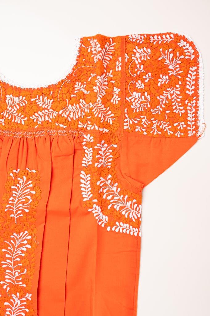 Traditional Dress | Orange with Orange & White