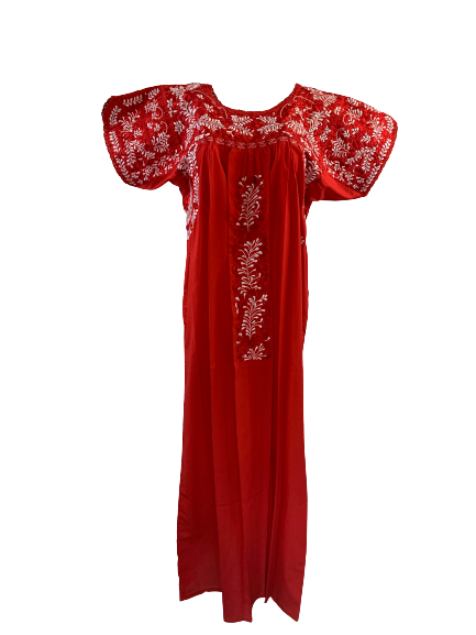 Traditional Dress | Red with Red & White Silk