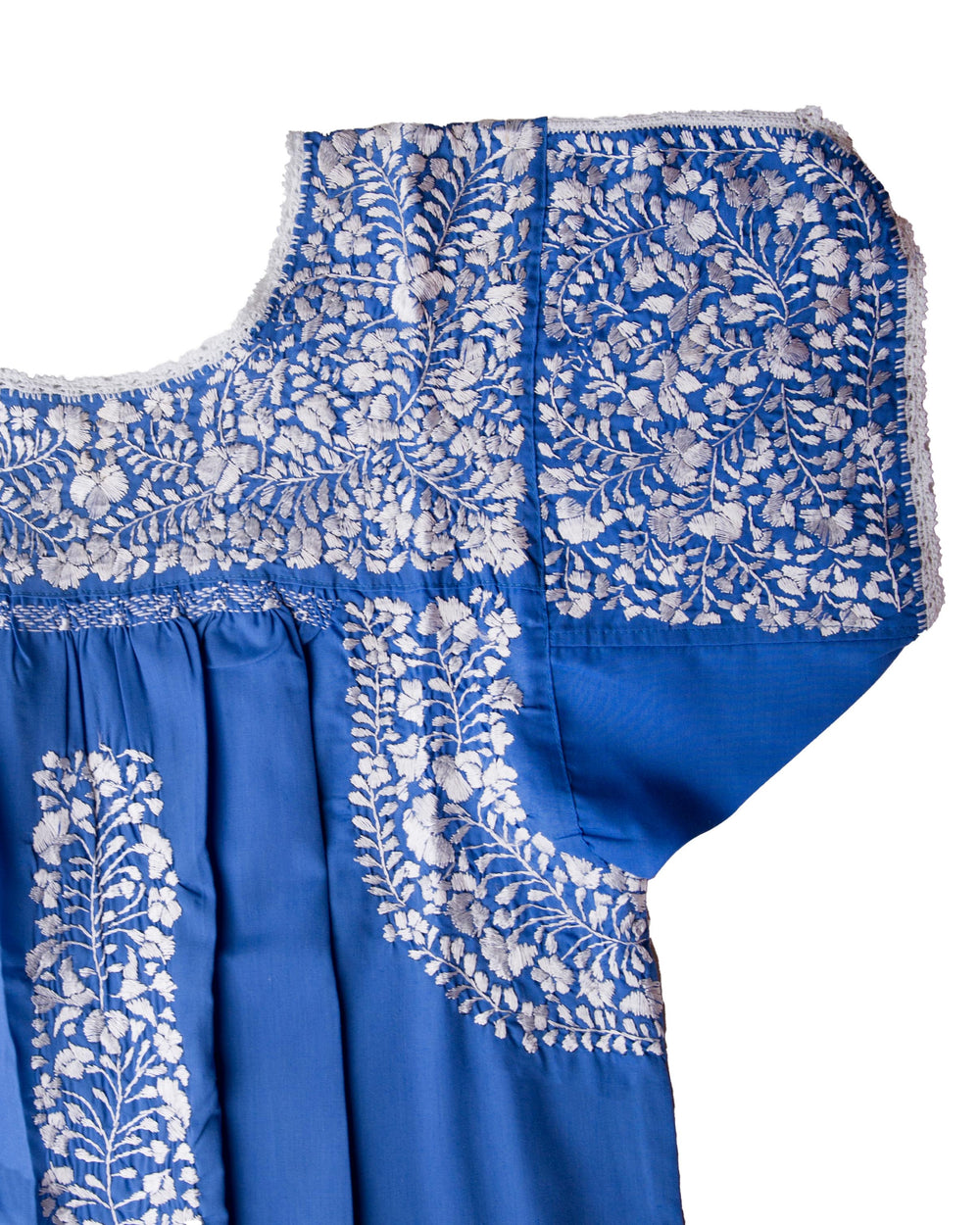 Traditional Dress | Blue with Light Silver Silk