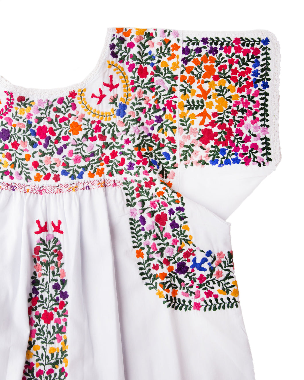 Madre Traditional Dress | White with Multicolor