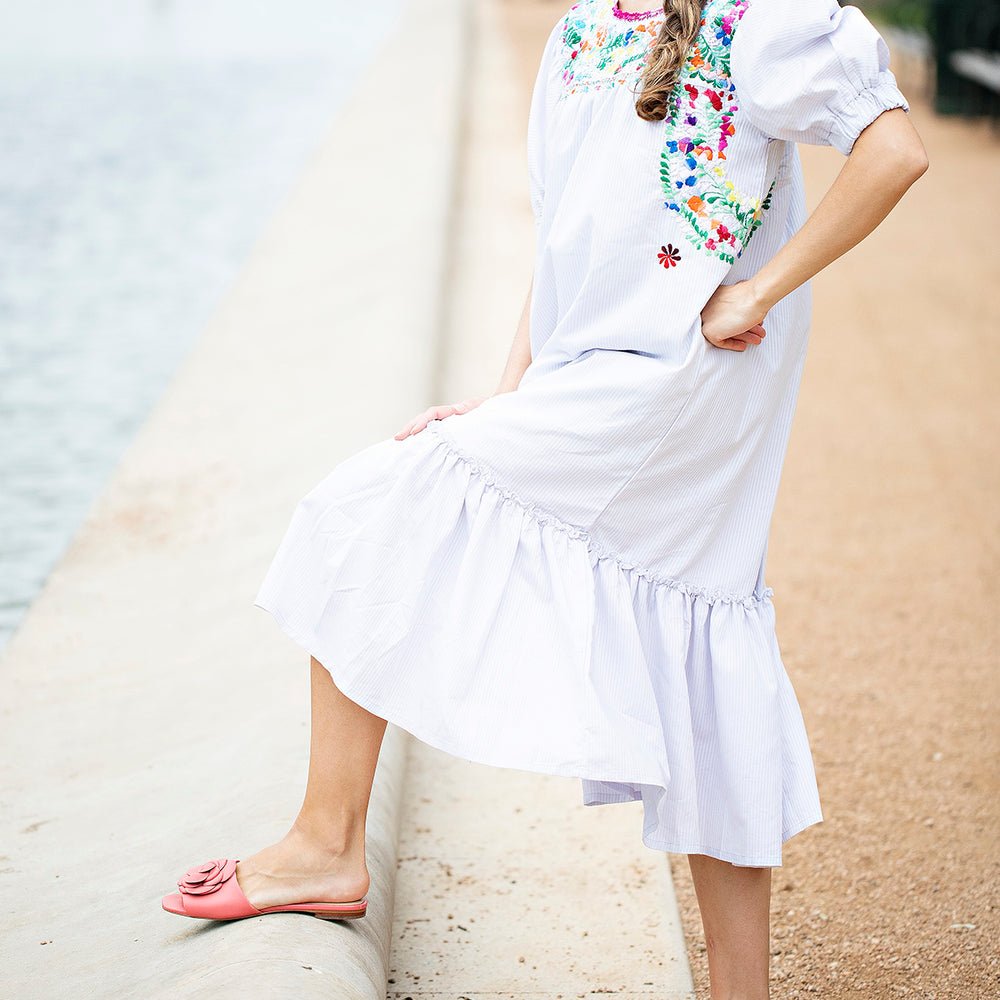
                  
                    Carolina Dress | White with Multicolor
                  
                