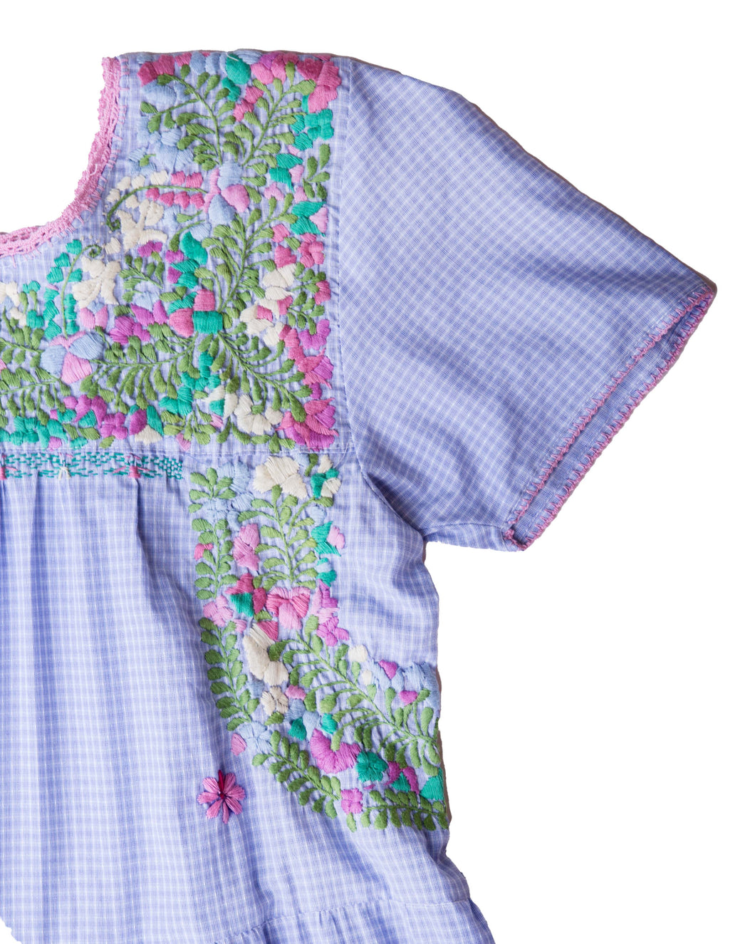 Madre Gabriela Dress | Blue & White Stripes with Pastel Multicolor