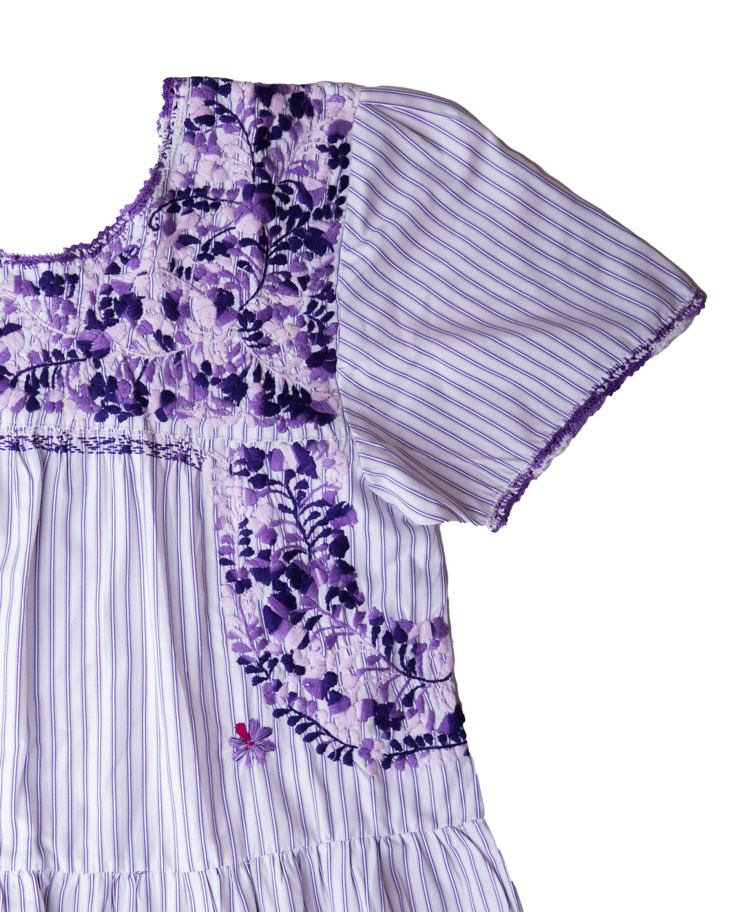 Madre Gabriela Dress | White & Purple Stripes with Purple Ombre