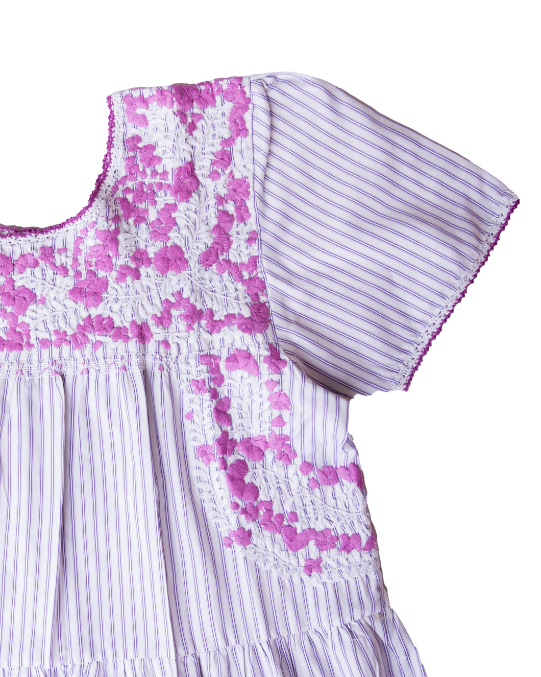 Madre Gabriela Dress | White & Purple Stripes with Lavender and White