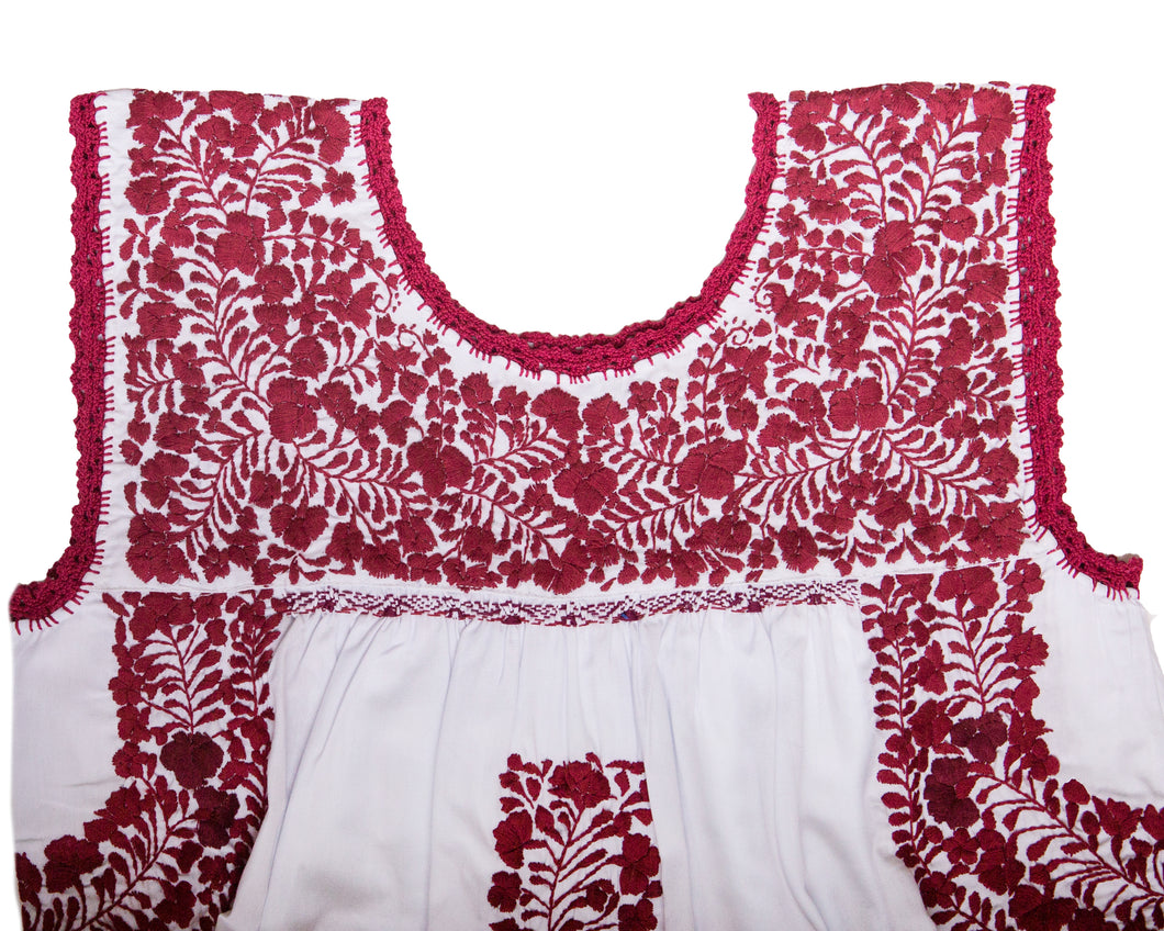 Catalina Dress | White with Maroon